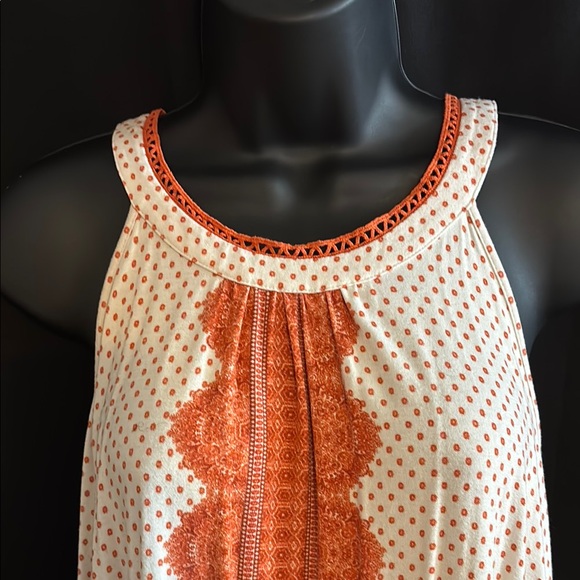 Daniel Rainn Sleeveless Orange and White Midi Top - Picture 3 of 5